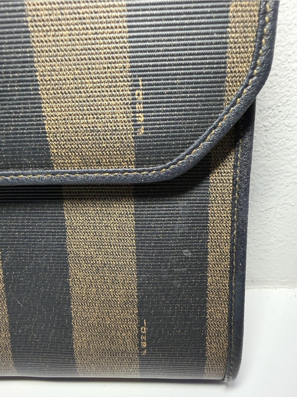Fendi Penguin Striped Clutch in Brown and Black. With COA - Picture 5 of 16